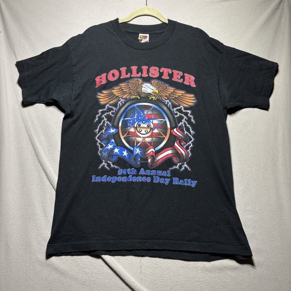 Vintage 1997‎ Independence Biker Rally 50 Years Hollister CA T-Shirt Men's XL - Picture 1 of 7